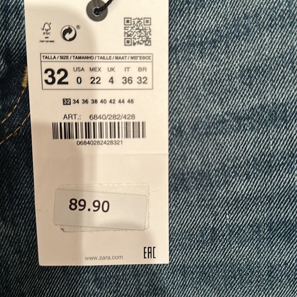 NWT!  Zara The Selvedge Midrise Straight - Picture 4 of 6
